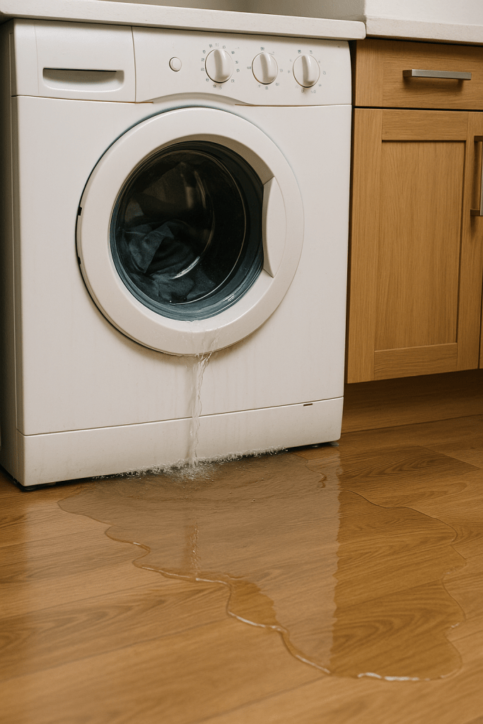 overflowing water on a washing machine